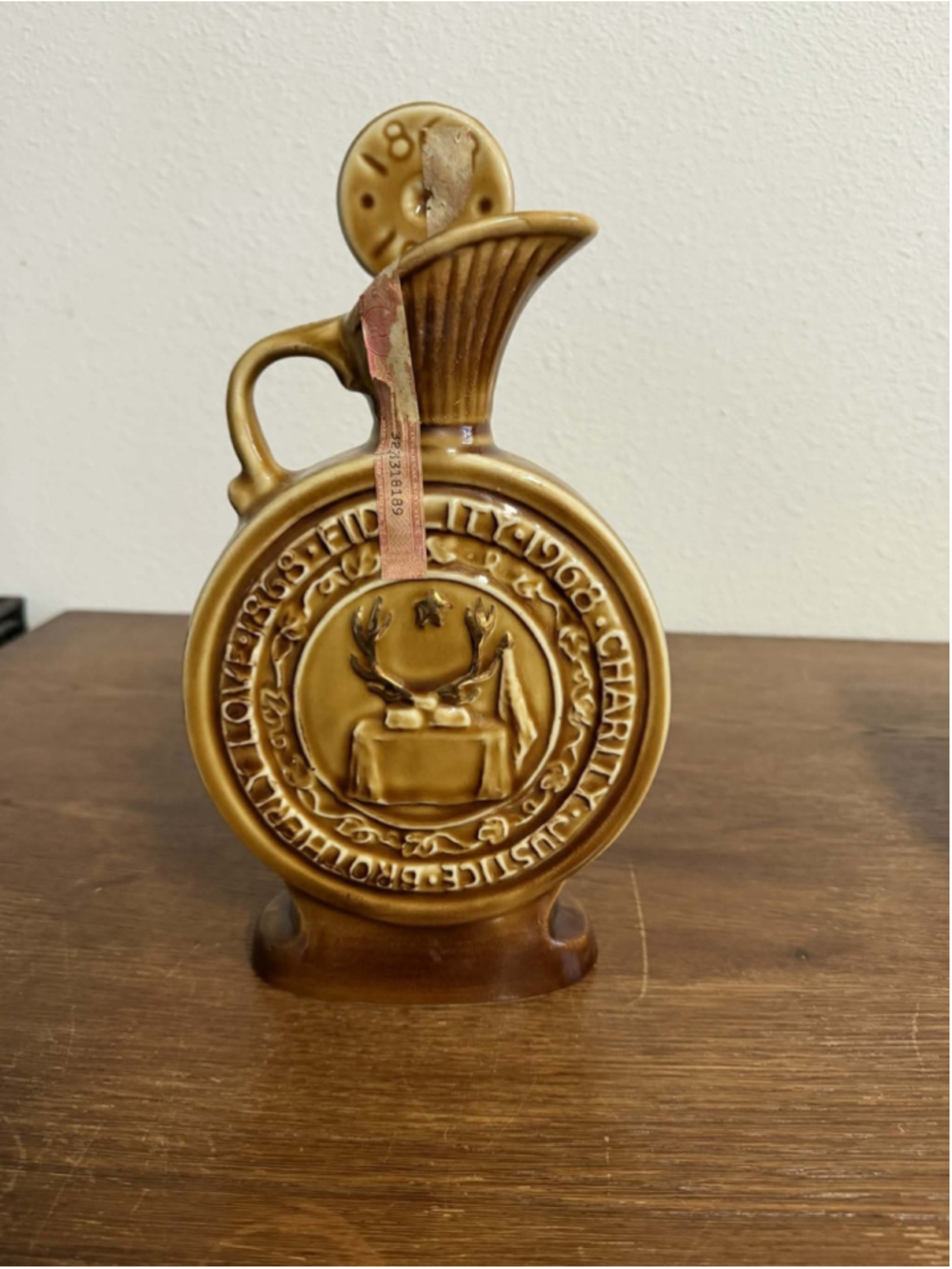 1968 Jim Beam B.P.O.E. Elks Centennial Decanter Genuine Regal China Vintage Whis